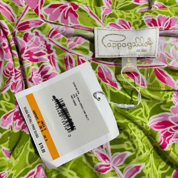 Cappagallo Pink Lime Green Erika Floral Print Ruffle Sleeve Dress Size S - Picture 4 of 4